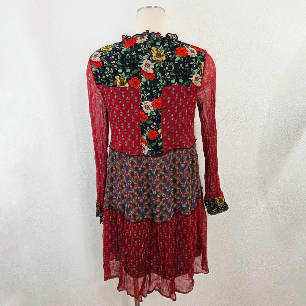 Sundance Patterns of Wonder boho patchwork floral dress long sleeve women medium - Picture 3 of 8